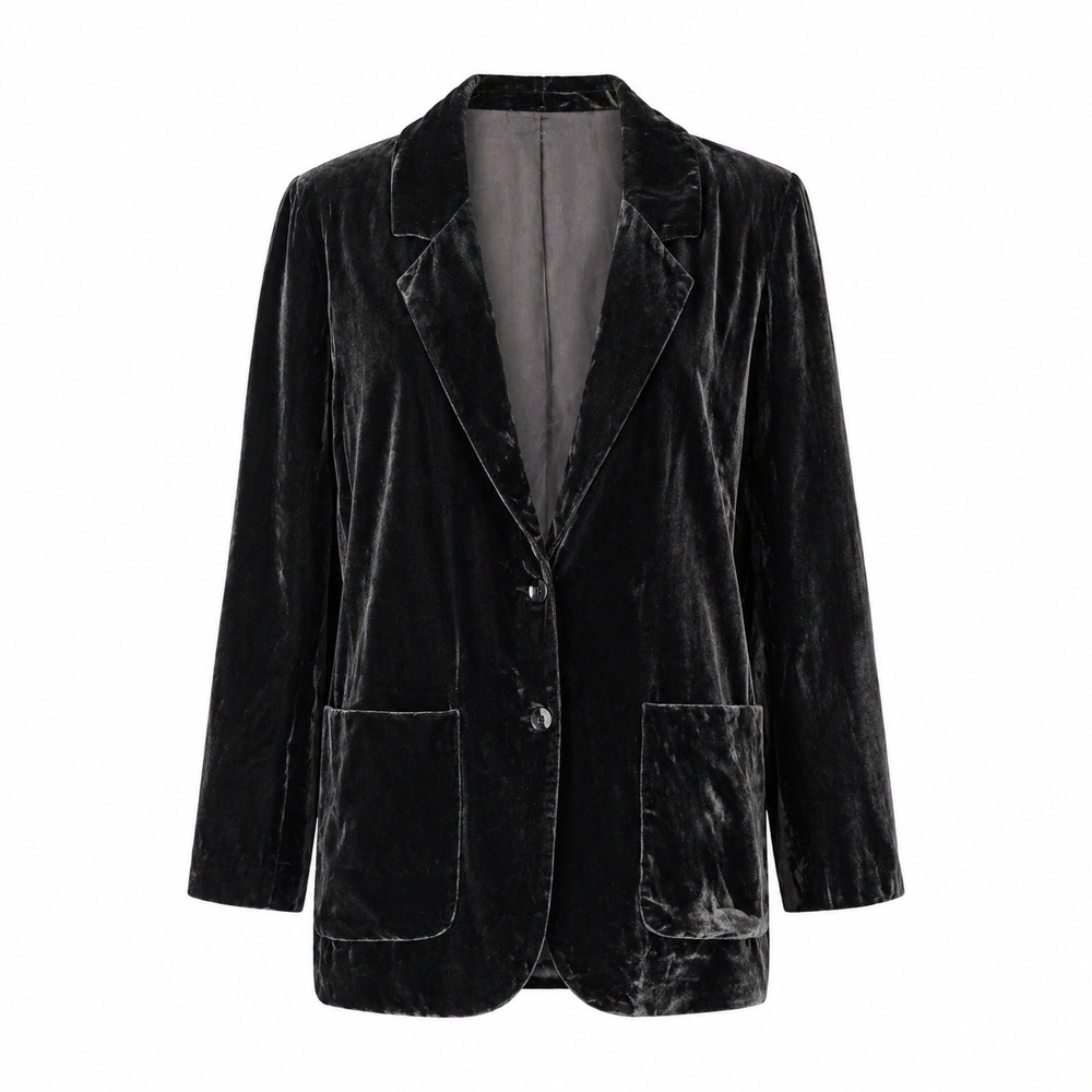 Vintage 80s Carole Little Saint-Tropez West Black Velvet Gothic Blazer Size 12